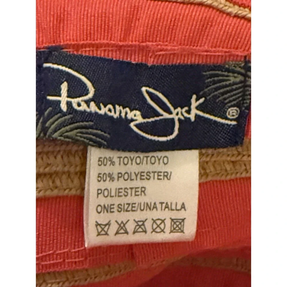 Panama Jack Wide Brimmed Sun Hat Hot Coral Paper Braid